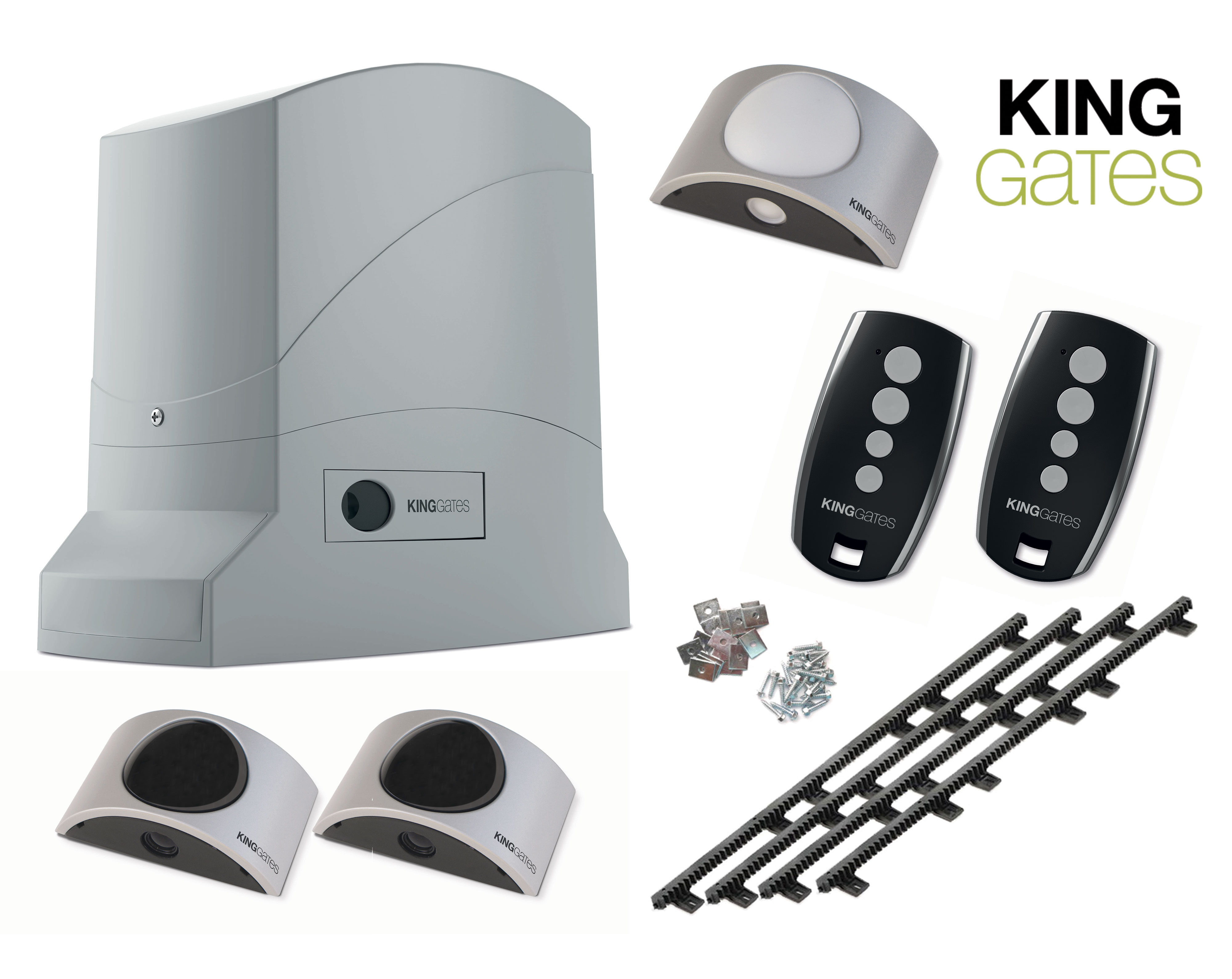 Kit King Gates Dynamos 400 24V pour portail coulissant + 4m de crémaillère
